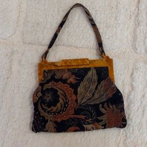 Vintage Floral Carpet Tapestry Handbag Purse